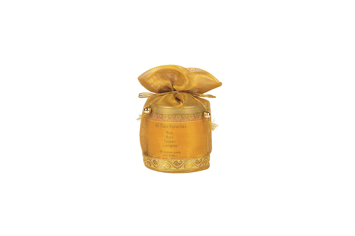 All Time Favorities-40 Incense Cones Tin Can in a Decorative Tissue Bag  (A-1026/D)