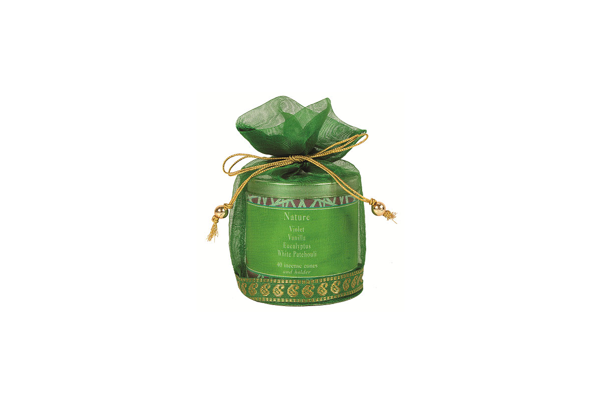 Nature-40 Incense Cones Tin Can in a Decorative Tissue Bag (A-1026/C)