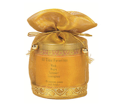 All Time Favorities-40 Incense Cones Tin Can in a Decorative Tissue Bag  (A-1026/D)