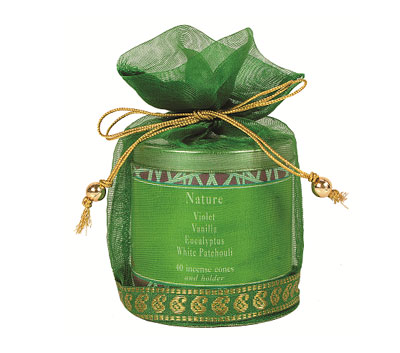 Nature-40 Incense Cones Tin Can in a Decorative Tissue Bag (A-1026N/B)